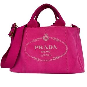 Prada Canapa Shoulder Crossbody Bag Tote Fuchsia Pink Purple Large Summer